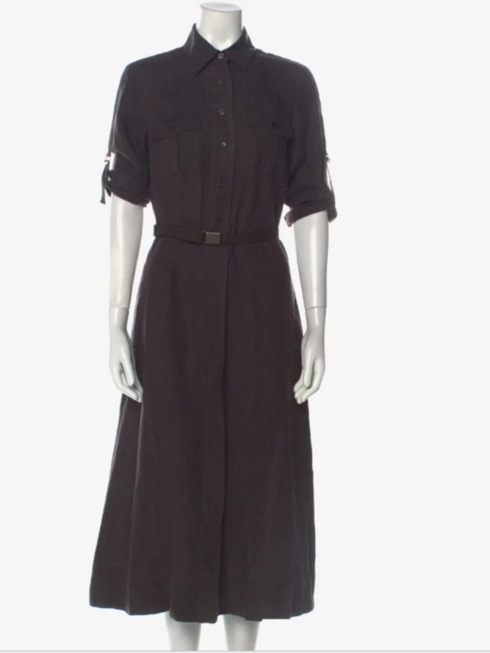 MaxMara Weekend Leisure Black 100% Linen Shirt Dress | Size 4
